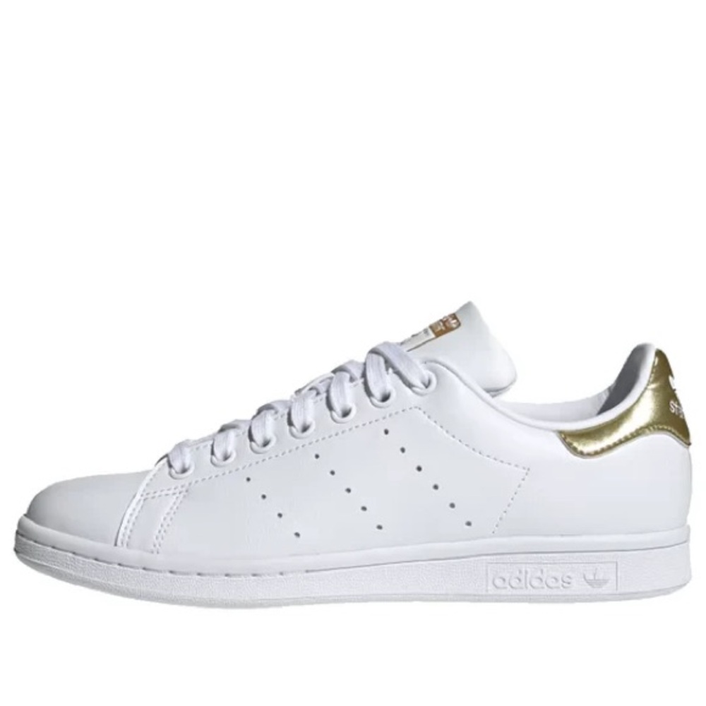 Adidas Stan Smith White Gold Lace Up Leather Women's Sneakers Size 9